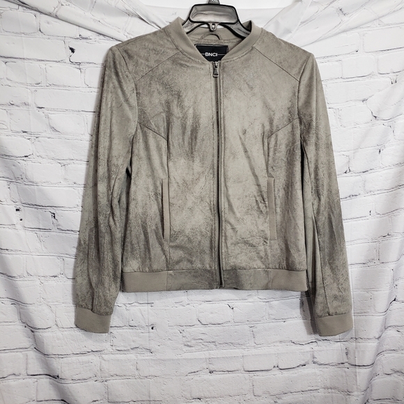 BNCI Bomber Jacket Light Grey Microfiber Soft - Picture 1 of 6